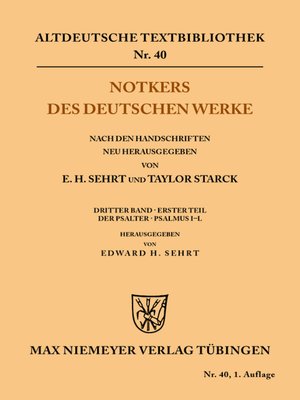 cover image of Notkers des Deutschen Werke, 3. Band, 1. Teil